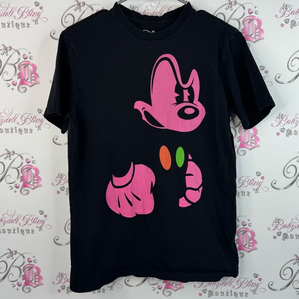 Disney Mickey Mouse tshirt tee Shirt green Pink Graphic front and back